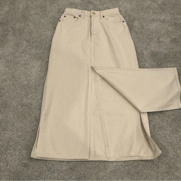 Still Here Panama Jean Denim Midi Skirt in Cream size 27 EUC - Picture 11 of 16